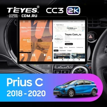 Штатная магнитола Teyes CC3 2K 4/32 Toyota Prius C (2018-2020) Правый руль (13")
