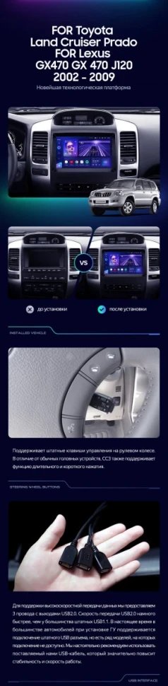 Штатная магнитола Teyes CC3 4/32 Toyota Land Cruiser Prado J120 (2002-2009) F1 Тип-A