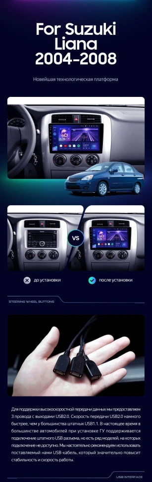 Штатная магнитола Teyes CC3L 4/32 Suzuki Liana 1 (2004-2008)