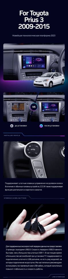Штатная магнитола Teyes CC3L 4/32 Toyota Prius 3 XW30 (2009-2015) F1 Правый руль