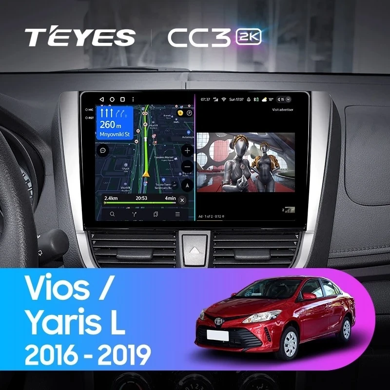 Штатная магнитола Teyes CC3 2K 360 6/128 Toyota Yaris L (2016-2019)