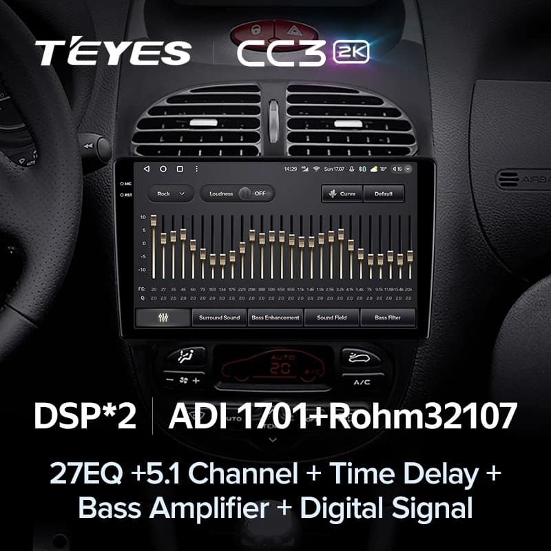 Штатная магнитола Teyes CC3 2K 4/64 Peugeot 206 (1998-2012) F1