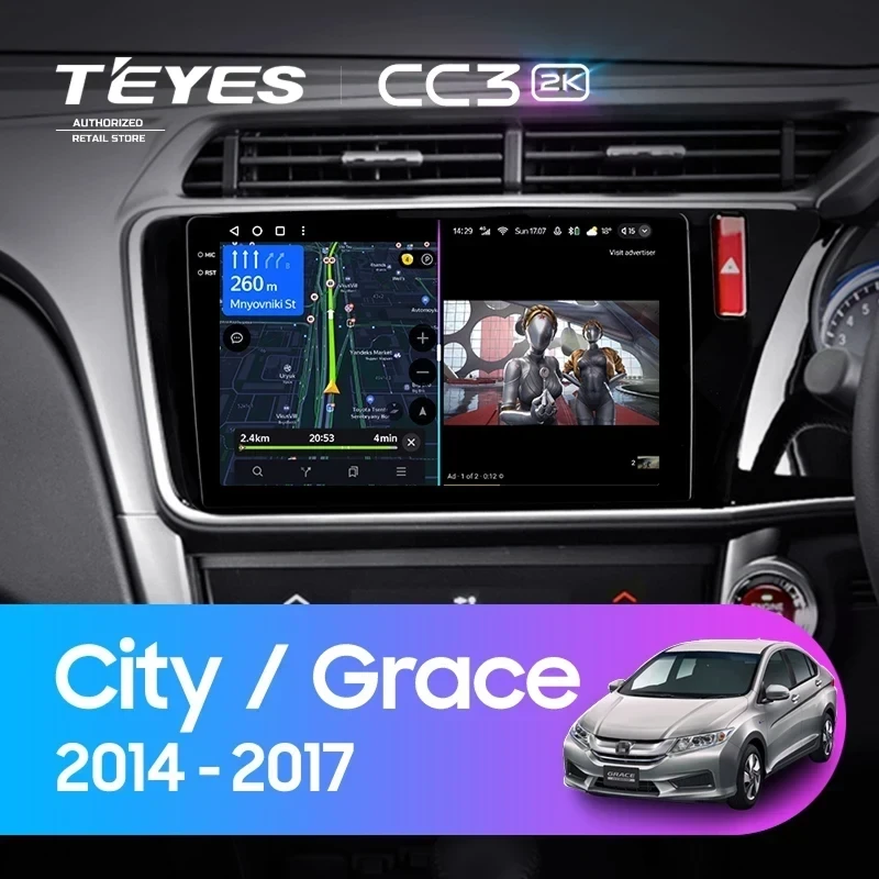 Штатная магнитола Teyes CC3 2K 4/32 Honda City (2014-2017) Тип-B Правый руль