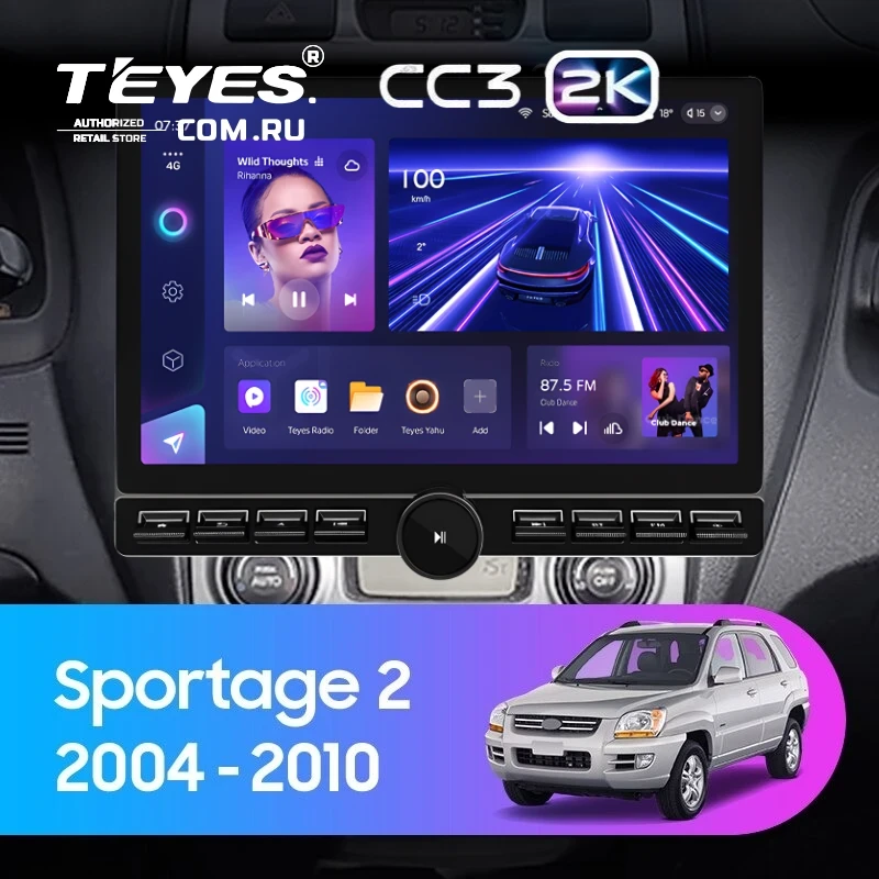 Штатная магнитола Teyes CC3 2K 6/128 Kia Sportage 2 (2004-2010) F1 (13" с кнопками)