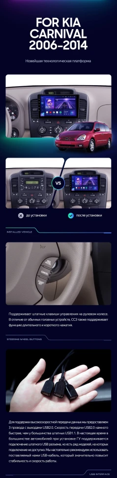 Штатная магнитола Teyes CC3 2K 4/64 Kia Carnival VQ (2006-2014)