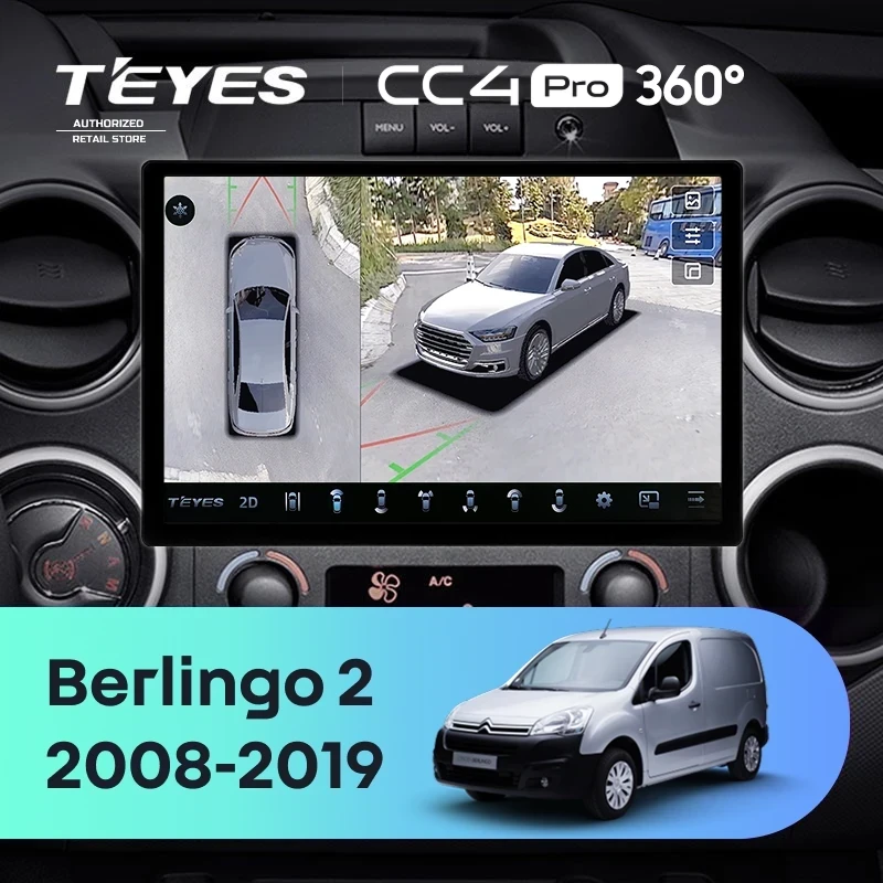 Штатная магнитола Teyes CC4 Pro 360 8/128 Citroen Berlingo 2 B9 (2008-2019) (13")