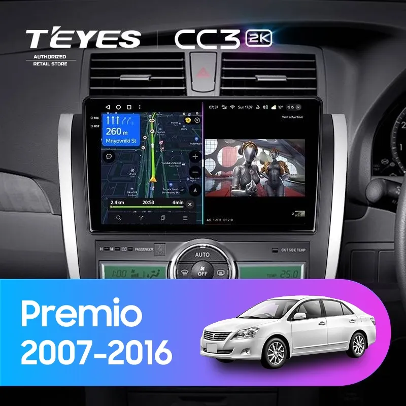 Штатная магнитола Teyes CC3 2K 4/64 Toyota Premio (T260) (2007-2016) Правый руль