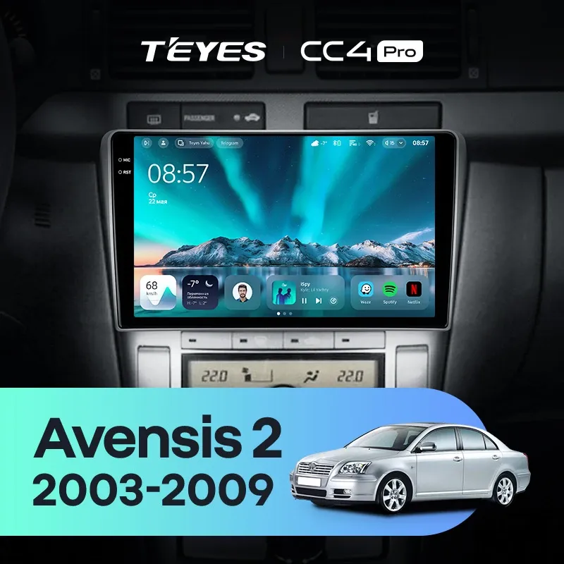 Штатная магнитола Teyes CC4 Pro 8/128 Toyota Avensis T250 (2003-2009)