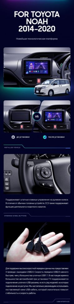 Штатная магнитола Teyes CC3 4/32 Toyota Noah R80 (2014-2020) Правый руль