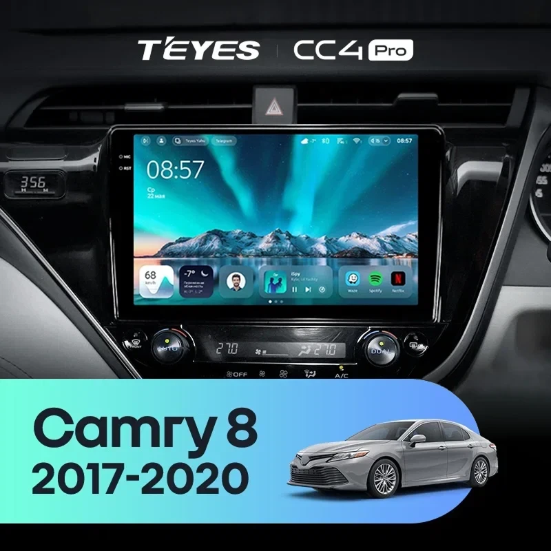 Штатная магнитола Teyes CC4 Pro 12/256 Toyota Camry 8 XV 70 (2017-2020) Правый руль