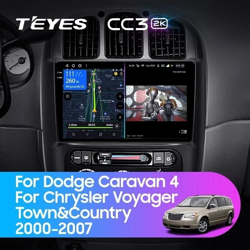 Штатная магнитола Teyes CC3 2K 4/64 Chrysler Town &amp; Country 4 RS (2000-2007) Тип-B