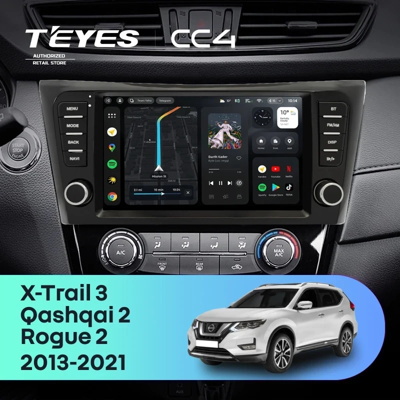 Штатная магнитола Teyes CC4 6/64 Nissan Qashqai 2 (2013-2021) F4 климат контроль Тип-AB с кнопками
