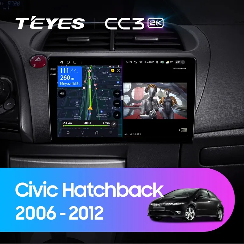 Штатная магнитола Teyes CC3 2K 4/64 Honda Civic Hatchback (2006-2012)