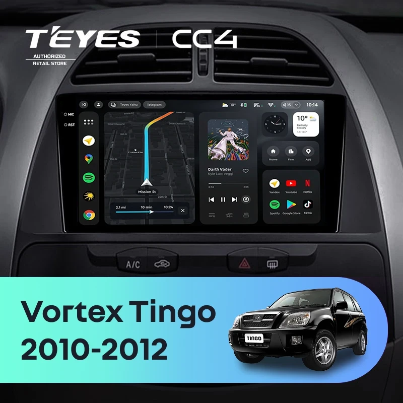 Штатная магнитола Teyes CC4 6/64 Vortex Tingo (2010-2012)