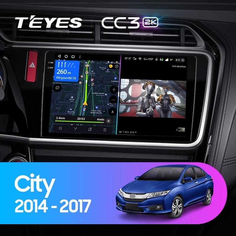 Штатная магнитола Teyes CC3 2K 4/64 Honda City (2014-2017) Тип-A