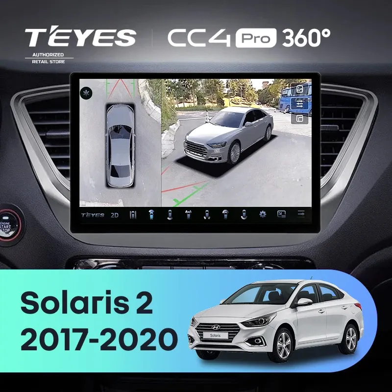 Штатная магнитола Teyes CC4 Pro 360 8/128 Hyundai Solaris 2 (2017-2020) F1 Тип-A (13")