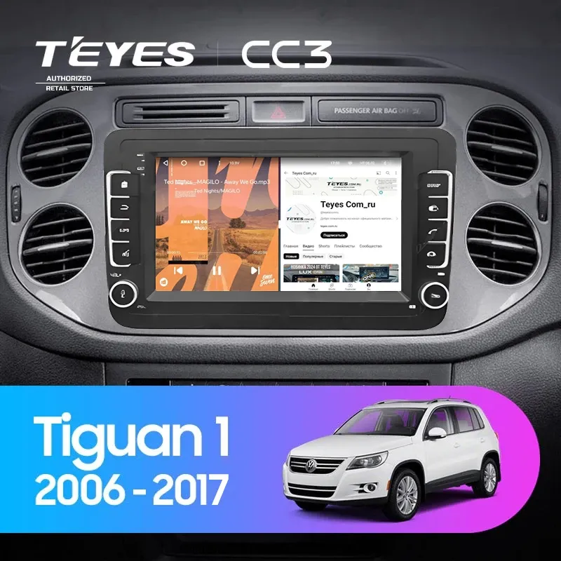 Штатная магнитола Teyes CC3 4/32 Volkswagen Tiguan 1 (2006-2017) (с кнопками) 7"