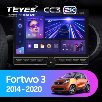 Штатная магнитола Teyes CC3 2K 6/128 Mercedes-Benz Smart Fortwo 3 C453 A453 W453 (2014-2020) (13" с кнопками)