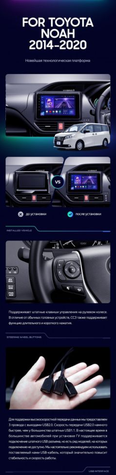 Штатная магнитола Teyes CC3 2K 360 6/128 Toyota Noah R80 (2014-2020) Правый руль