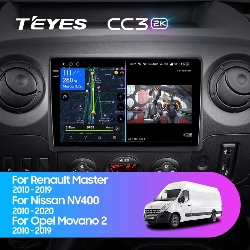 Штатная магнитола Teyes CC3 2K 360 6/128 Renault Master (2010-2019) F2