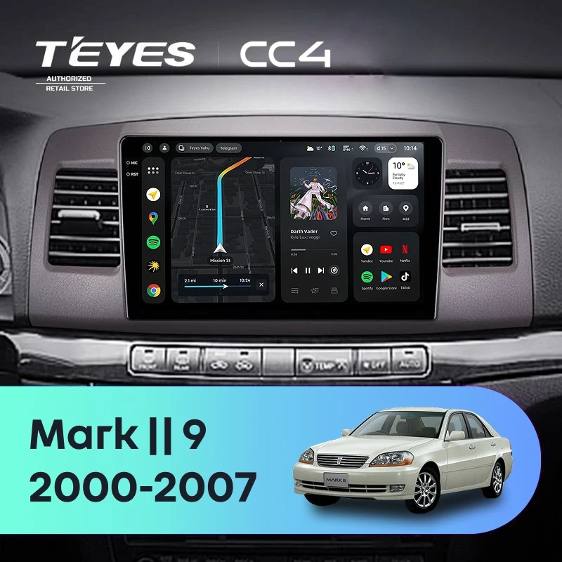 Штатная магнитола Teyes CC4 6/64 Toyota Mark II 9 X110 (2000-2007) F2