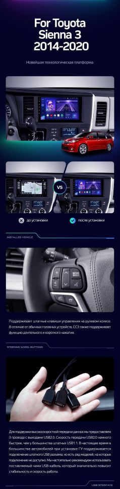 Штатная магнитола Teyes CC3 2K 4/32 Toyota Sienna 3 XL30 (2014-2020)