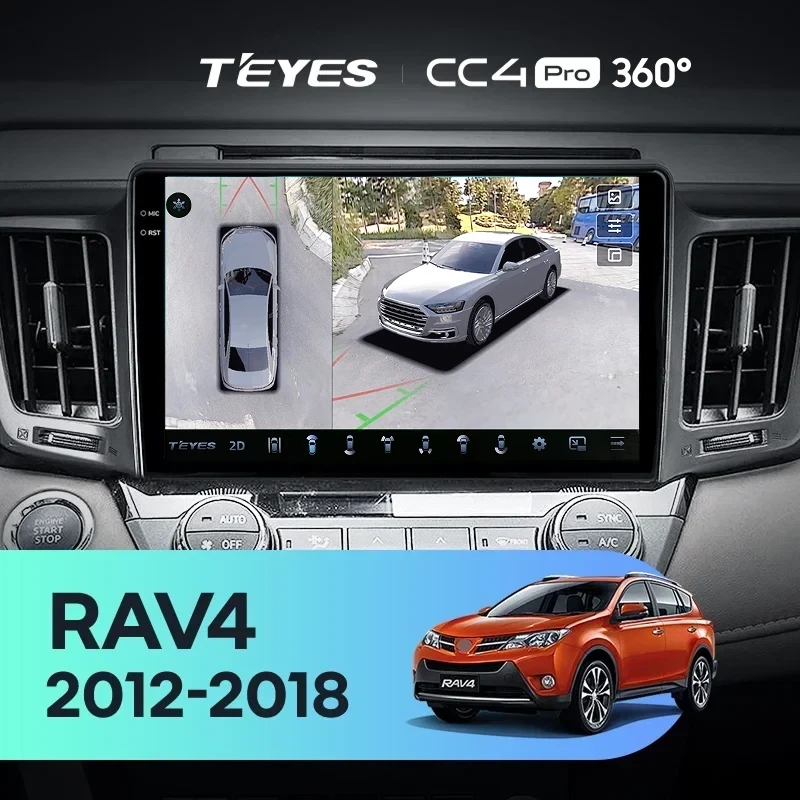Штатная магнитола Teyes CC4 Pro 360 12/256 Toyota RAV4 4 XA40 5 XA50 (2012-2018) Правый руль
