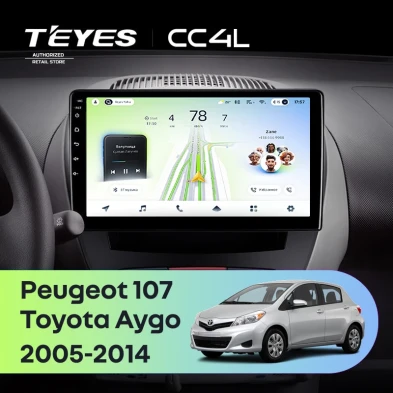 Штатная магнитола Teyes CC4L 6/64 Peugeot 107 (2005-2014)