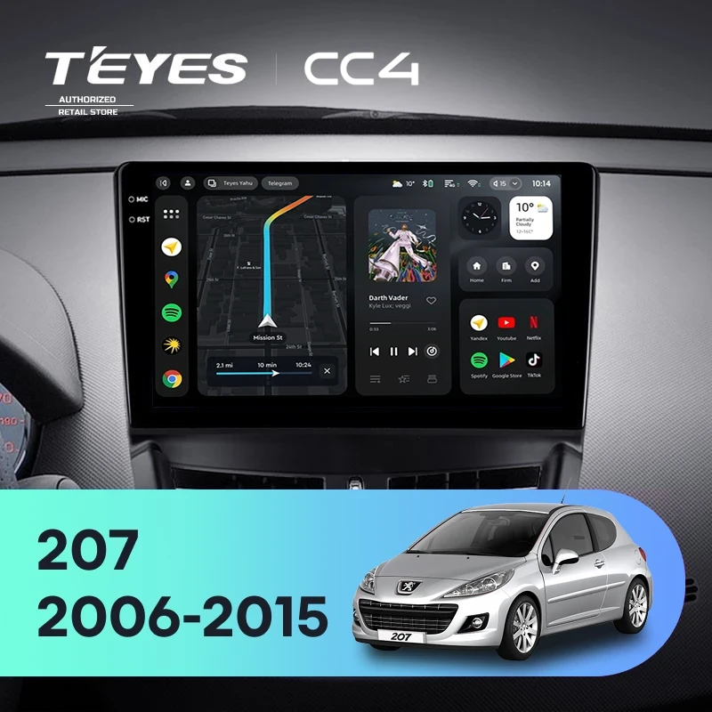 Штатная магнитола Teyes CC4 6/64 Peugeot 207 (2006-2015)