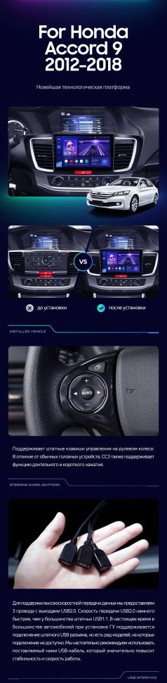 Штатная магнитола Teyes CC3 4/32 Honda Accord 9 CR (2012-2018)