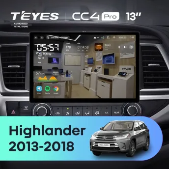 Штатная магнитола Teyes CC4 Pro 12/256 Toyota Highlander 3 XU50 (2013-2018) (13")