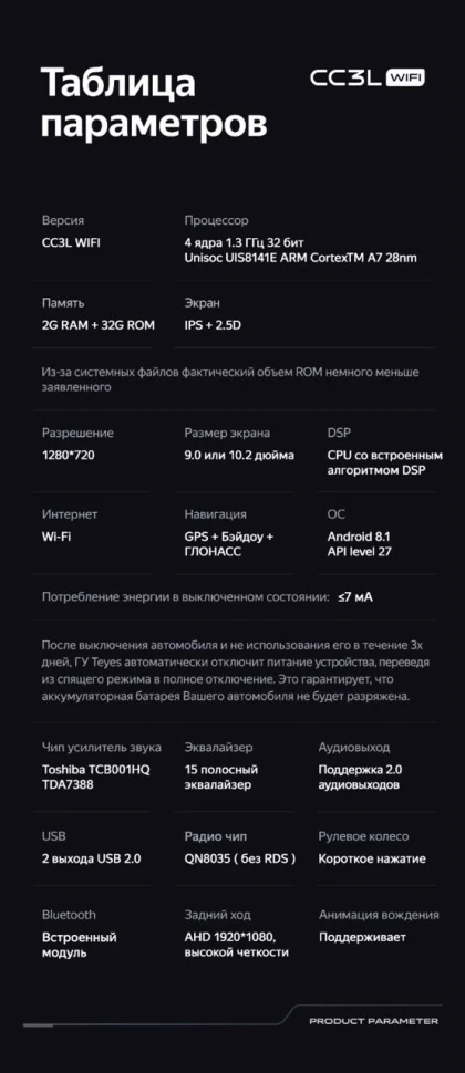 Штатная магнитола Teyes CC3L WiFi 2/32 Mercedes-Benz Smart Fortwo 2 (2010-2015) F1