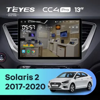 Штатная магнитола Teyes CC4 Pro 12/256 Hyundai Solaris 2 (2017-2020) F1 Тип-A (13")