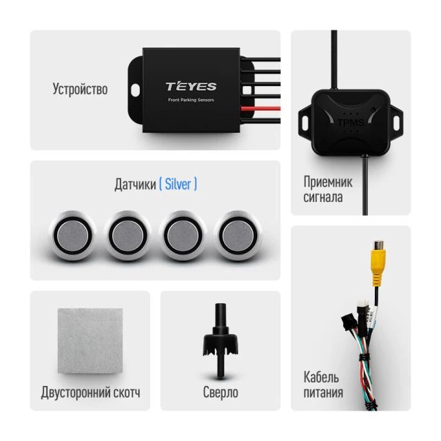 Передние парктроники Teyes R1 для CC3 / CC2 Plus / SPRO Plus / TPRO2 (Черные)