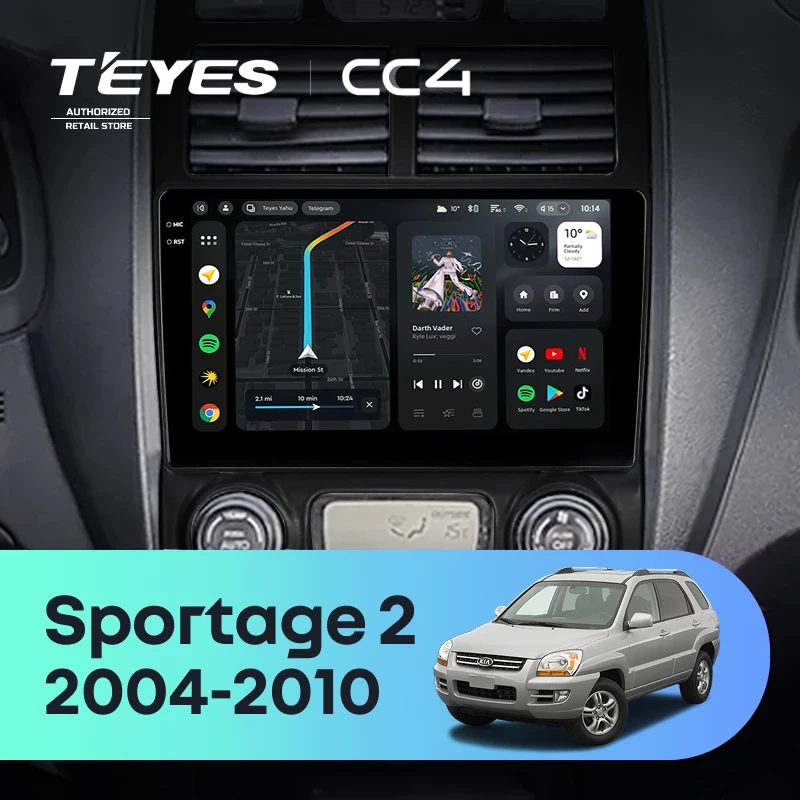 Штатная магнитола Teyes CC4 8/128 Kia Sportage 2 (2004-2010) F2