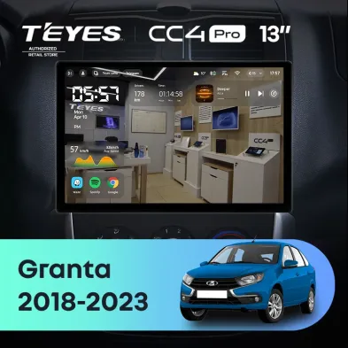 Штатная магнитола Teyes CC4 Pro 8/128 Lada Granta Cross (2018-2023) (13")