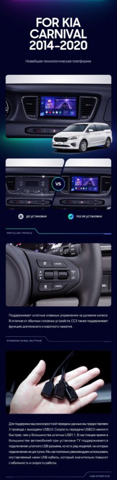 Штатная магнитола Teyes CC3 2K 6/128 Kia Carnival YP (2014-2021) F1 Тип-A