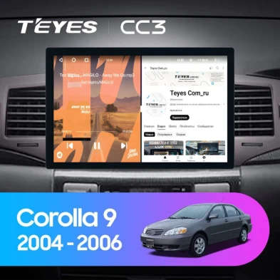 Штатная магнитола Teyes CC3 2K 4/64 Toyota Corolla 9 E120 (2004-2006) (11")