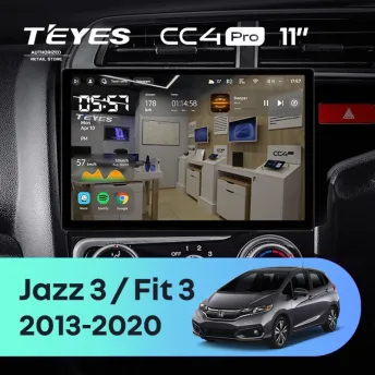Штатная магнитола Teyes CC4 Pro 8/128 Honda Fit 3 GP GK (2013-2020) Тип-B (11")