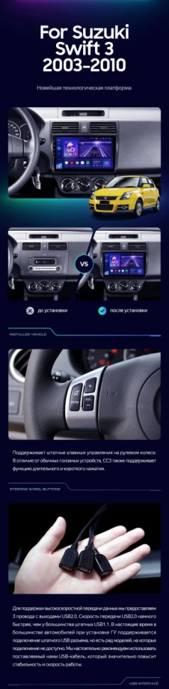 Штатная магнитола Teyes CC3 4/32 Suzuki Swift 3 (2003-2010)
