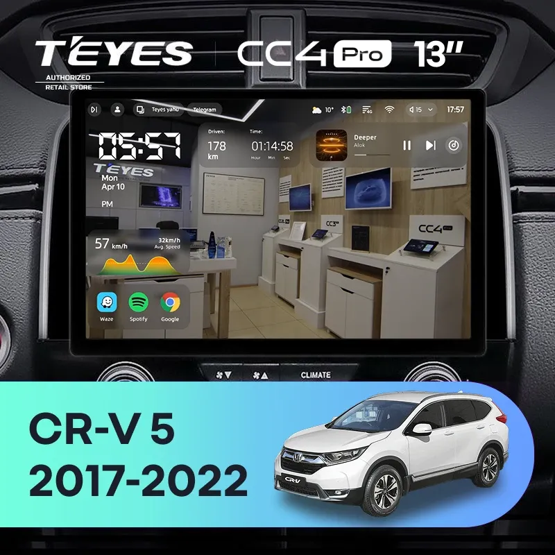 Штатная магнитола Teyes CC4 Pro 8/128 Honda CR-V 5 RT RW (2017-2022) (13")