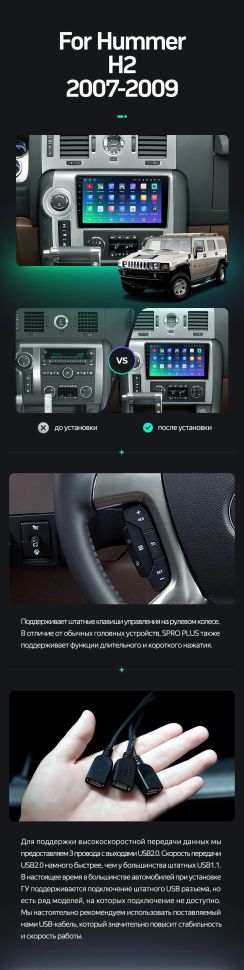 Штатная магнитола Teyes SPRO Plus 4/32 Hummer H2 E85 (2007-2009) F1