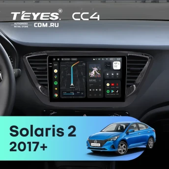 Штатная магнитола Teyes CC4 8/128 Hyundai Solaris 2 (2017-2020) F3 (черный глянец) Тип-A