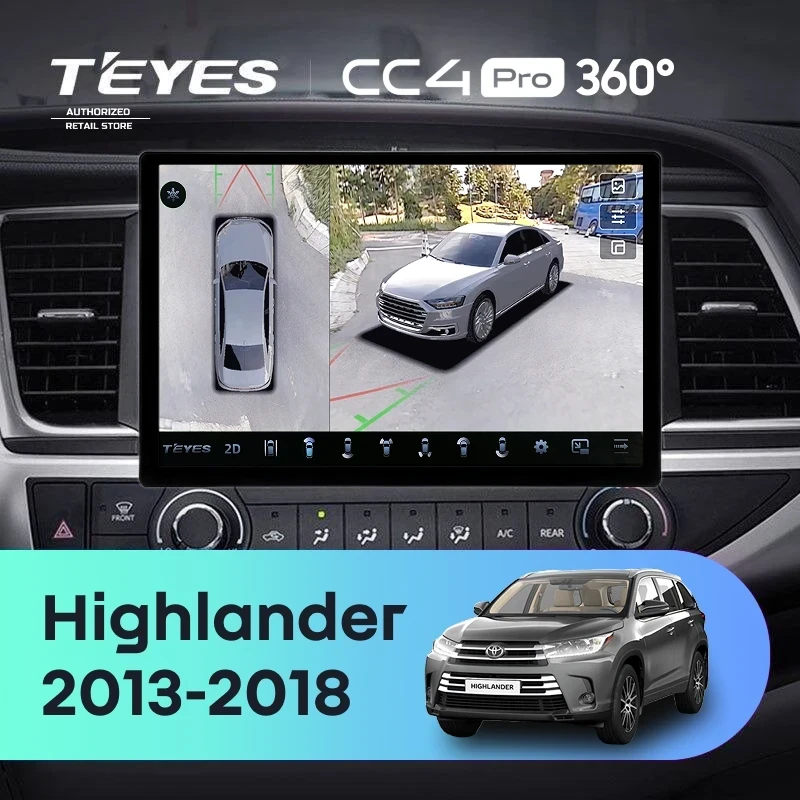 Штатная магнитола Teyes CC4 Pro 360 8/128 Toyota Highlander 3 XU50 (2013-2018) (13")
