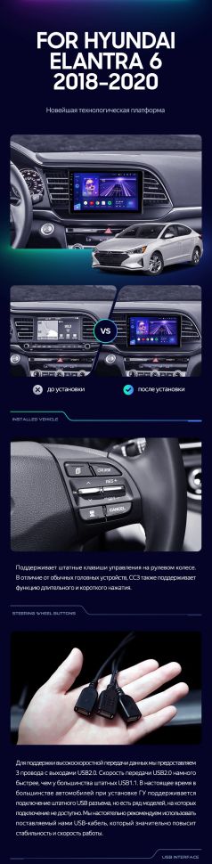 Штатная магнитола Teyes CC3 4/32 Hyundai Elantra 6 (2018-2020) Тип-A