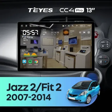Штатная магнитола Teyes CC4 Pro 8/128 Honda Fit GE GP GE (2007-2014) Правый руль (13")