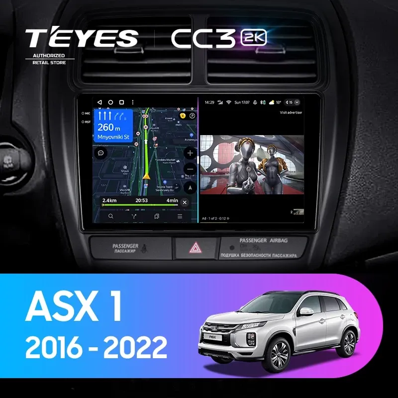 Штатная магнитола Teyes CC3 2K 360 6/128 Mitsubishi ASX (2016-2022) Тип-A