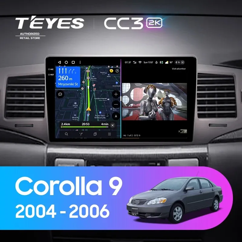 Штатная магнитола Teyes CC3 2K 6/128 Toyota Corolla 9 E120 (2004-2006)