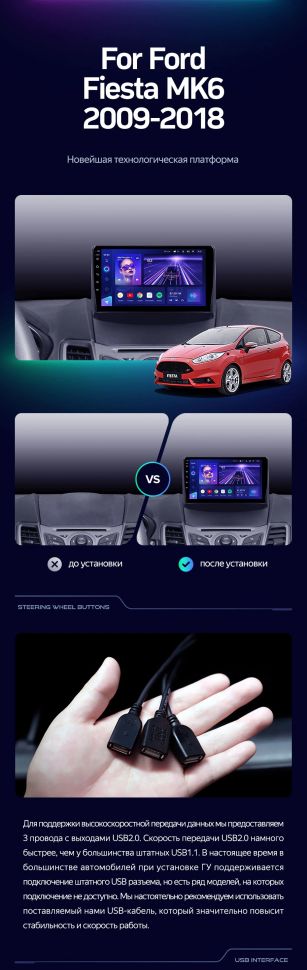 Штатная магнитола Teyes CC3 4/32 Ford Fiesta 6 (2009-2018) F1 Тип-B