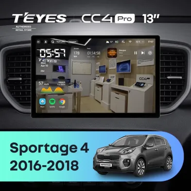 Штатная магнитола Teyes CC4 Pro 12/256 Kia Sportage 4 QL (2016-2018) Тип-A (13")